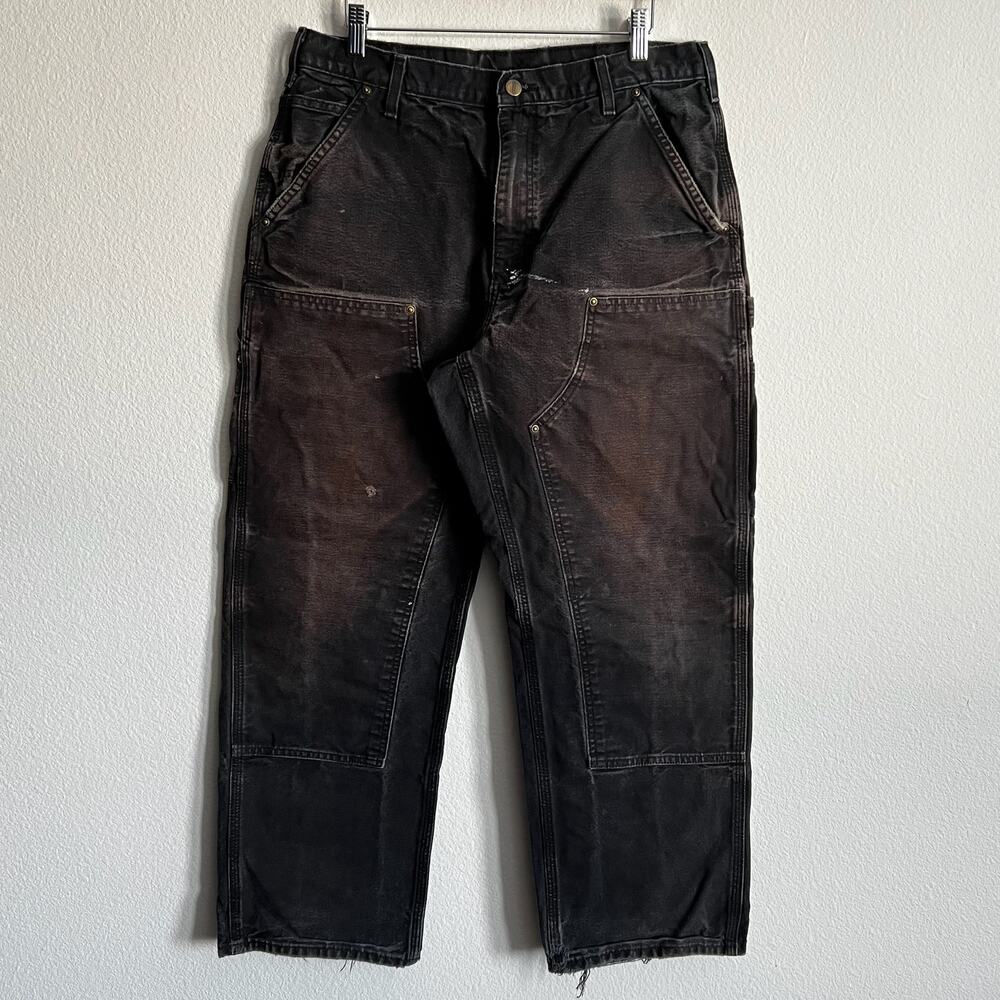 Carhartt B136 BLK faded black double knee work wear carpenter pants